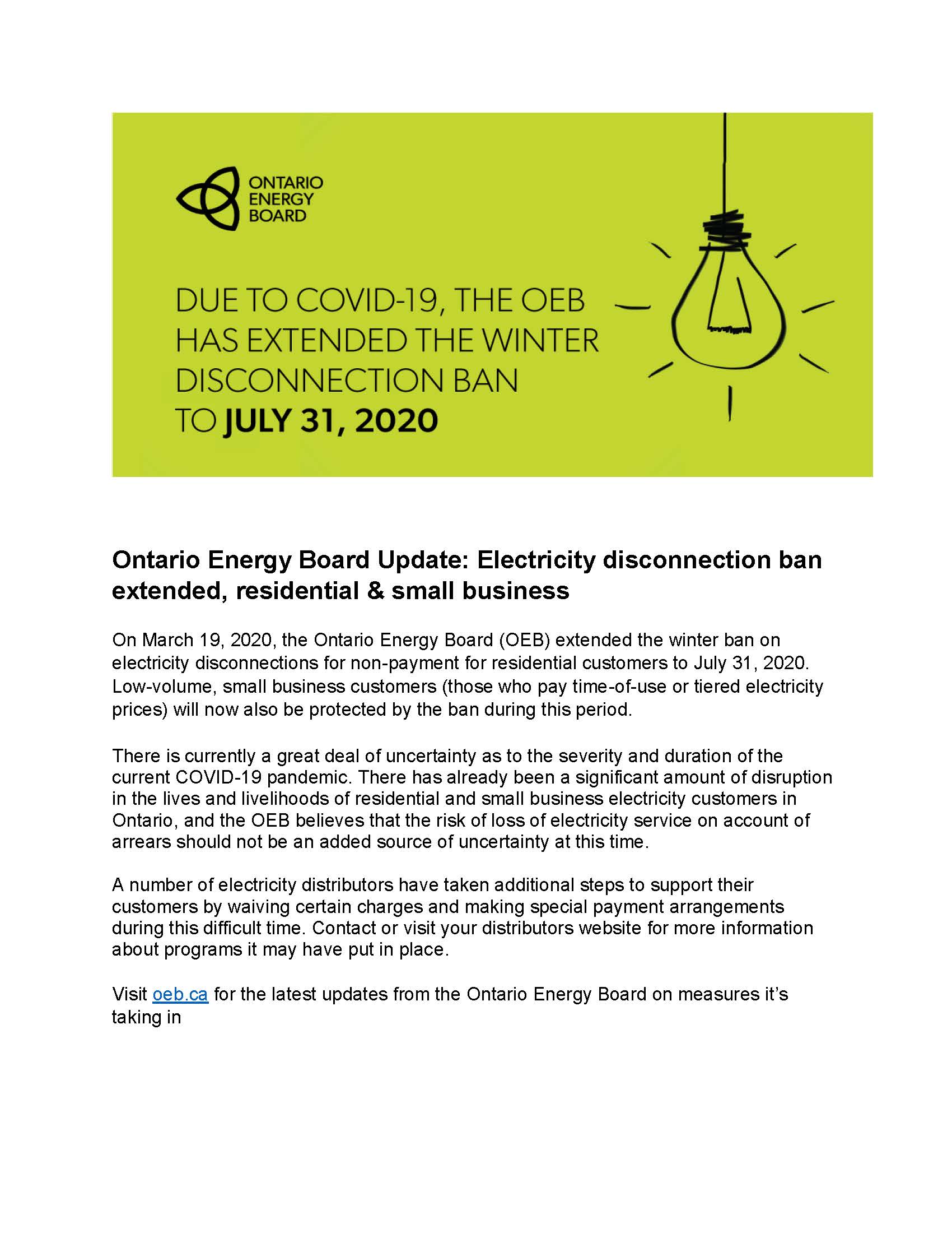 Ontario energy notice