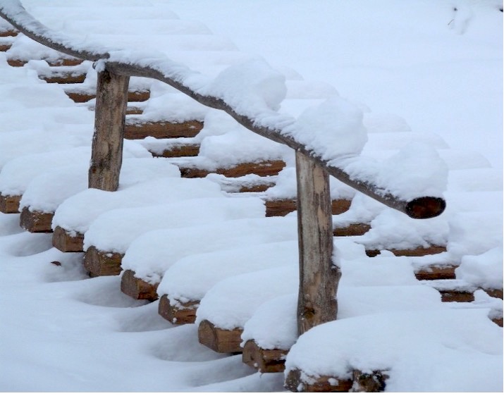 snow-covered stairs