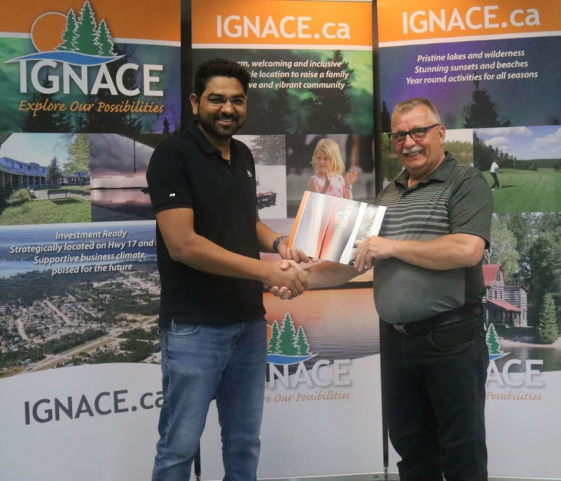 Mr. Anuj Patel, successful recipient of a Landscaping and Parking Area Improvement Grant from the Township of Ignace