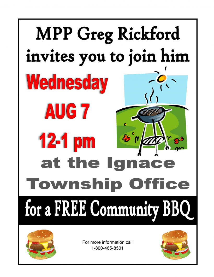 Free Community BBQ with Greg Rickford MPP